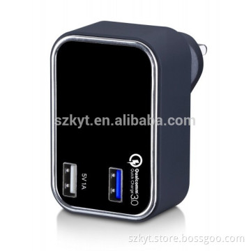 23W mobile phone accessories with QC 3.0 5V1A+3.6V-6V 3A 6V-9V 2A 9V-12V 1.5A with US, EU,AU,KC,UK plugs